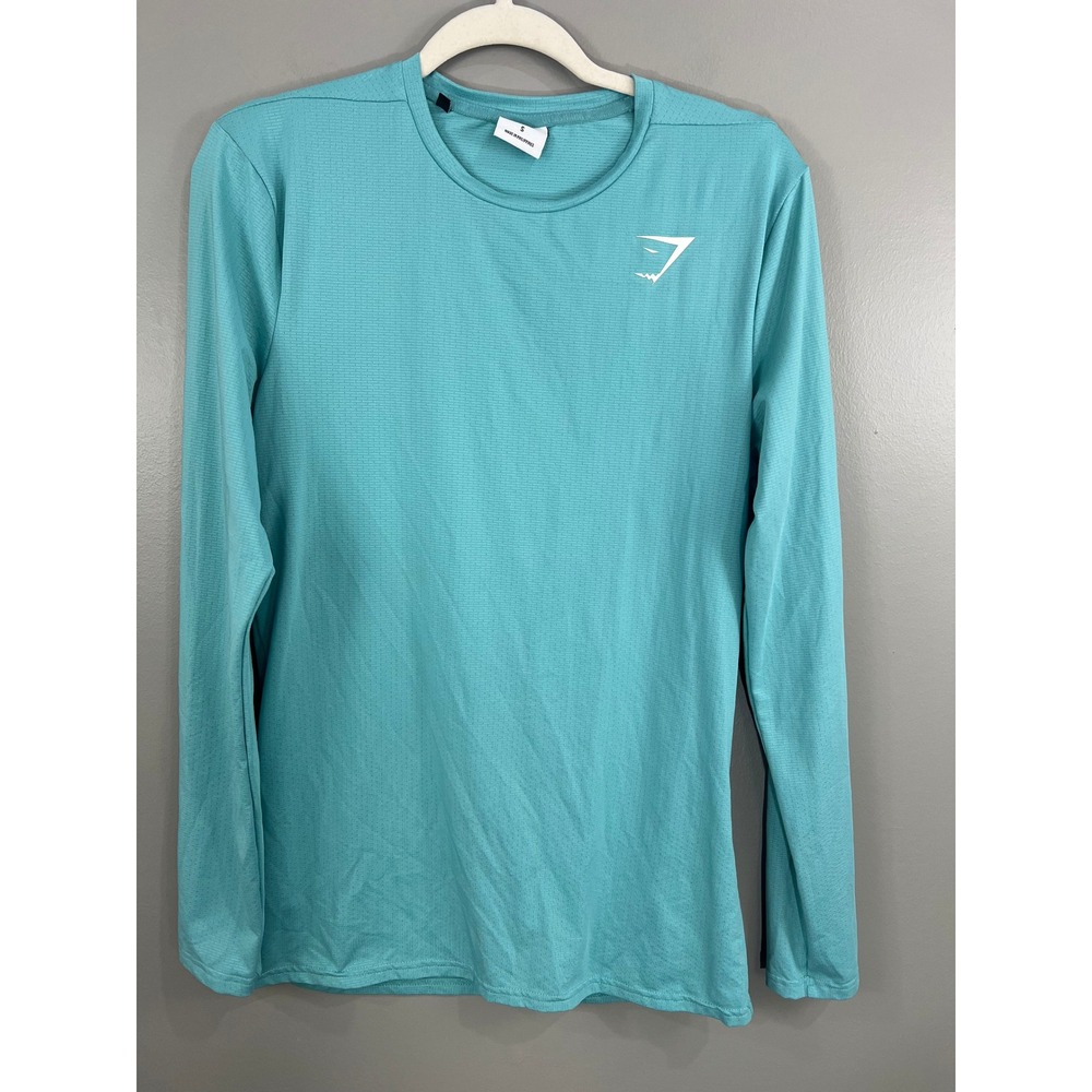 Gymshark Arrival Long Sleeve Top Mens Small Teal Blue Great Performance Shirt